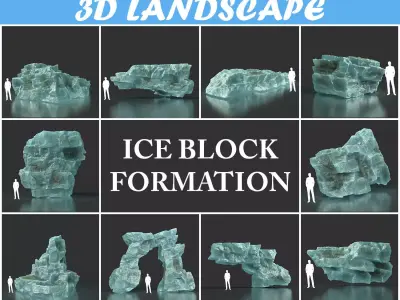 Low poly Ice Block Pack 200226 Low-poly 3D model
