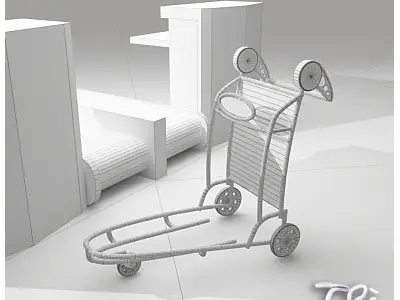 LUGGAGE CART AIRPORT 3D model