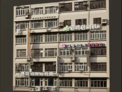 Asia Tower Block Alley Building  Low-poly 3D model