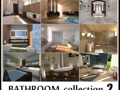 Bathrooms collection 2 bathroom 3D Model Pack