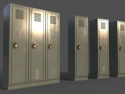 PBR School Gym Locker 01 - Pale Green Low-poly 3D model