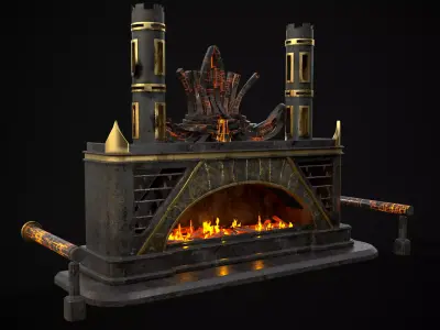 Dark Sci-fi Fire Pit Low-poly 3D model