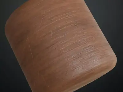 Weathered Scratched Mahogany Wood Surface PBR Texture