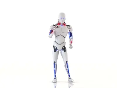 Electronic Cyborg Male animated model Low-poly 3D model