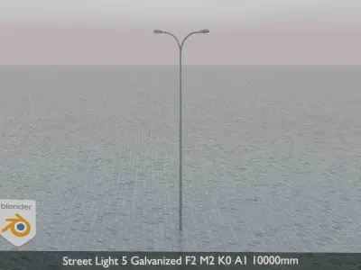 Street Light 5 Galvanized F2 M2 K0 A1 10000mm  Low-poly 3D model