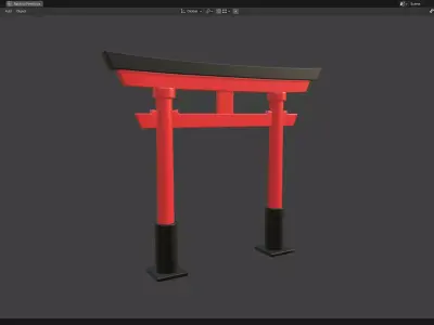 Japanese Red Torii Gate PBR Low-poly 3D model