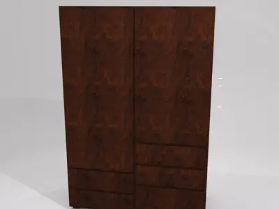walnut wardrobe h200 w135 d60 cm Low-poly 3D model