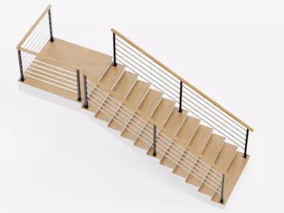 Square Staircase V1 - Modular Modern Interior Stairs Low-poly 3D model