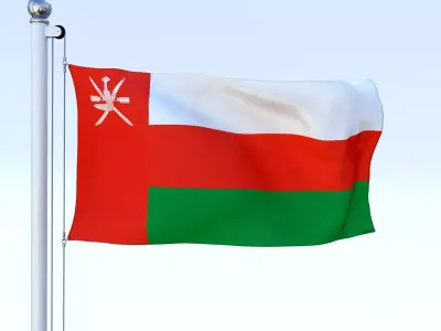 Animated Oman Flag Low-poly 3D model