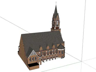 Architecture-Religion-God-Culture-Temple-085 church with steeple 3D model