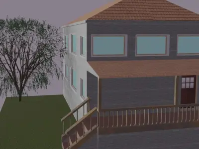 SUBURBAN HOUSE Low-poly 3D model