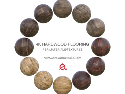 12 Pack hardwood flooring 4K materials pack - multiple patterns  3D model