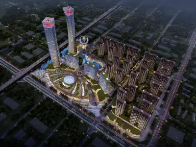 3Dmax fashion city commercial square building 131 3D model