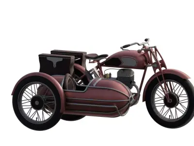 1930S Moped with basket 3D model