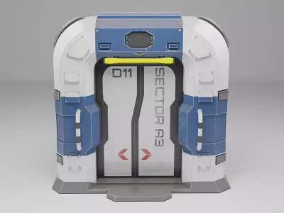 Sci-Fi door PBR Low-poly 3D model