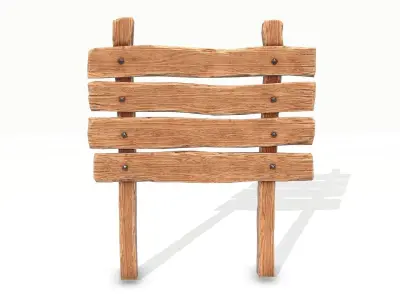 Wooden street signpost Low-poly 3D model