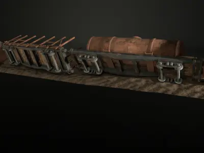 Enviro Train Barricade Game Asset Low-poly 3D model