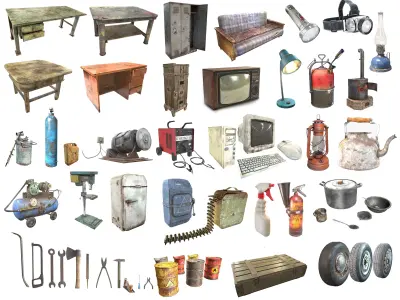  low polygon PBR model of survival style da1 3D Model Pack