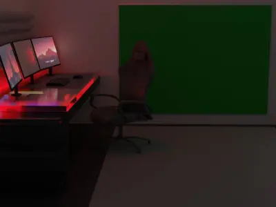 Low poly gamer room Low-poly 3D model