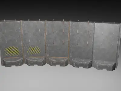Concrete Barriers Pack  Low-poly 3D model