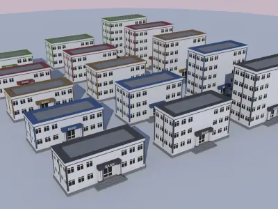 Cartoon Building Low Poly Building Commercial Bank Low-poly 3D model
