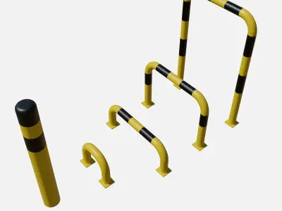 Road barrier collection Low-poly 3D model