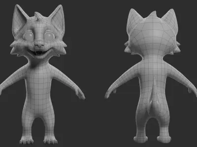 Cartoon Dog  - Topology + UV Map