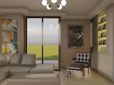 Modern Living Room Interior - 3D Model for Sale 3D model