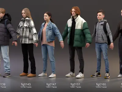  23 Rigged Lowpoly Human Characters / Fotorealistic Men, Women and Student People 