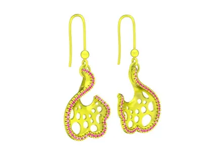 Elegant Gemstone Drop Earrings Jewelry Design 6732 3D print model