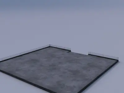 Parking concrete floor on sky Low-poly 3D model
