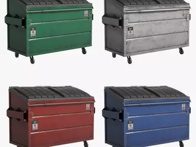 Garbage Dumpster 4 colors Low-poly 3D model