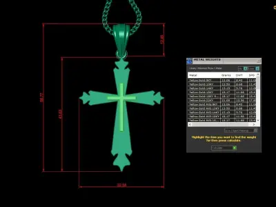 Light Gold 18K Cross Pendant 2CP060 3D print model
