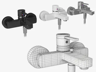 Bathroom mixer set BLACK and WHITE 3D model