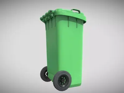 Green Plastic Waste Bin 120 Liters 945x393x480 Low-poly 3D model