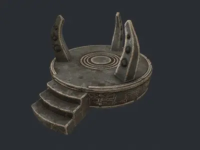 Altar circular platform with steps Low-poly 3D model