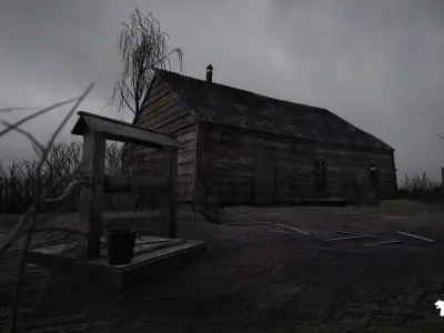 Haunted Village Environment-Horror Village Environment Low-poly 3D model