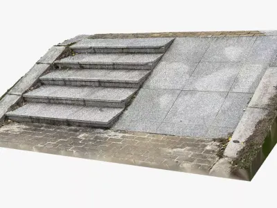 Steps with leaves in the park 3d scan 3D model