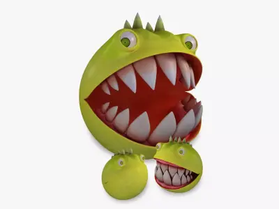 Pacman Rigged Low-poly 3D model