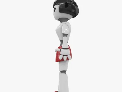 Robot Girl Low-poly 3D model
