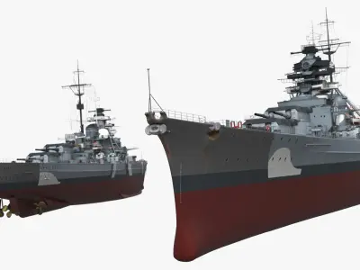  Bismarck Kriegsmarine Warship with Optical Illusion Paint 1941 Gray Rigged 