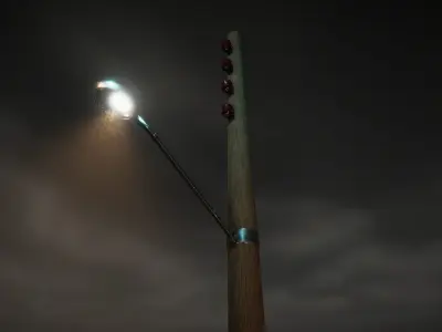 Light pole Poste de Luz Low-poly 3D model