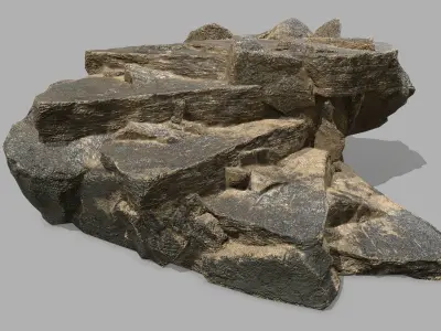 Stair rock Low-poly 3D model 2