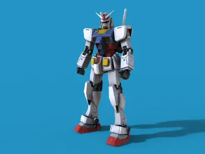 Gundam RX-78 Low-poly 3D model