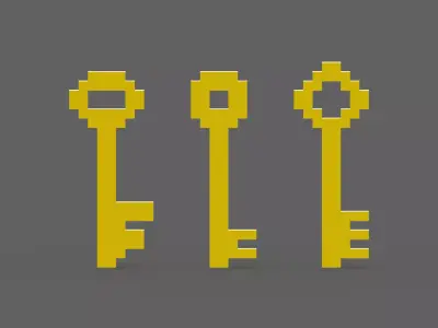 Voxel Gold Keys Low-poly 3D model
