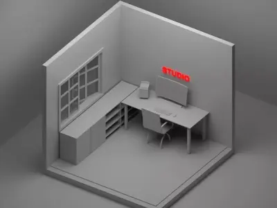 ISOMETRIC FREELANCER STUDIO  Low-poly 3D model