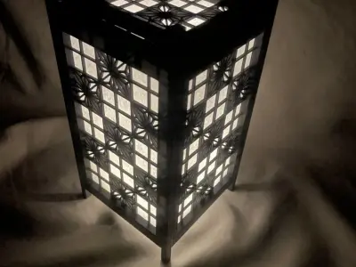 Kumiko Japanese Shoji Lantern - Kaku Asa-no-ha 3D print model
