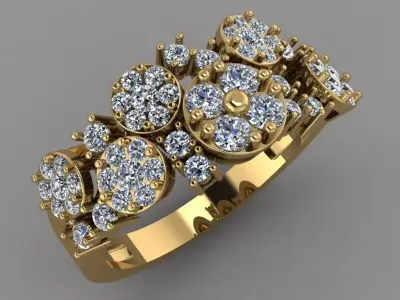 Daimonds Halos with Daimonds Heads 3D Daimond Ring Model 3D print model