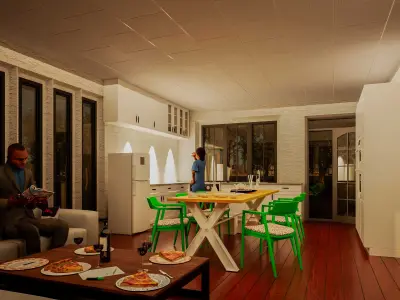 Bungalow Interior And Exterior 3D model