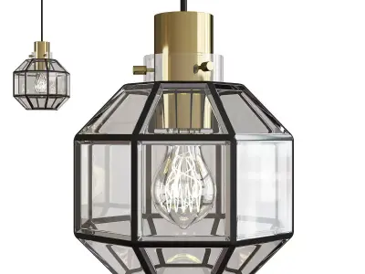 Set of Three Iron and Clear Glass Light Pedant Low-poly 3D model